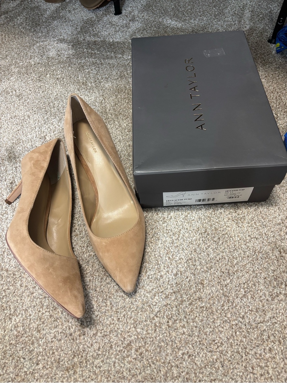 Ann Taylor Tan Suede Pointed-Toe Pumps
